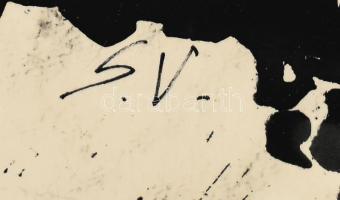 Somlai Vilma (1938-2007): Céllövölde. Linómetszet, papír, jelzett, a hátoldalán a művész pecsétjével...