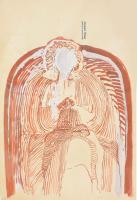 Somlai Vilma (1938-2007): Céllövölde. Linómetszet, papír, jelzett, a hátoldalán a művész pecsétjével...