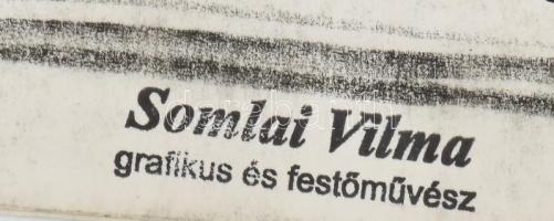 Somlai Vilma (1938-2007): Kertrészlet. Szitanyomat, papír, jelzés nélkül, a művész pecsétjével, háto...