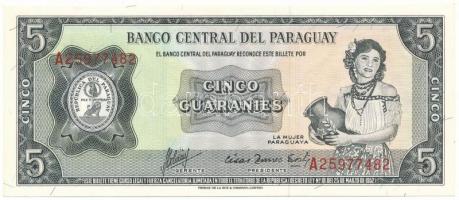 Paraguay DN(1963) 5G T:AU, enyhe sarokhajlás Paraguay ND(1963) 5 Guaranies C:AU, slightly folded corner Krause P#195