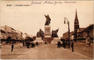 1915 Arad, Kossuth-szobor, templom. 4238 Vasúti Levelezőlapárusitás / statue, church