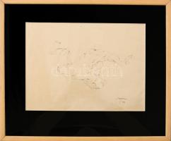 Marosán Gyula (1915-2003): Elesett. Tus, papír. Jelezve jobbra lent: Marosán (943?). 20x29 cm. Üvege...