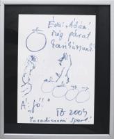 Tandori Dezső (1938-2019): Paradicsomi sport (Ádám és Éva), 2004. Filctoll, papír, jelzett. Üvegezet...