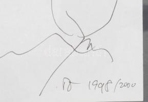 Tandori Dezső (1938-2019): Poe visszaszól, 1998-2000. Tus, papír, jelzett. Üvegezett fakeretben. 29,...