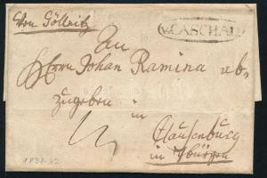 1831-1842 Portós levél 14kr portóval "v.CASCHAU" - Clausenburg-ba