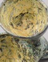 Gál Béla ( - ): Retró tál / asztaldísz. Zsugormázas kerámia, jelzett, hibátlan,18x16 cm