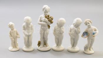 5 db porcelán figura. fehér mázas. egy biszkvit 11-24 cm