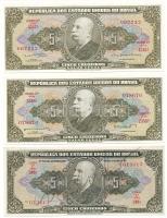 Brazília DN(1950) 5C + DN(1962) 5C + DN(1964) 5C T:UNC-AU, sarokhajlás Brazil ND(1950) 5 Cruzeiros + ND(1962) 5 Cruzeiros + ND(1964) 5 Cruzeiros C:UNC-AU, folded corner Krause P#142, P#176a, P#176d