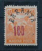 Baranya II. 1919 Magyar Posta 100/45f poloska a 100-as értékszámban, Bodor vizsgálójellel