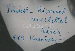 1949 Mezey Mária (1909-1983) színésznő autográf dedikációja őt ábrázoló fotón (Inkey Tibor felvétele...