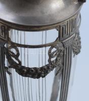 Amfóra Német jugendstil. hibátlan üveggel, Ezüstözött fém, három részes. 40 cm
