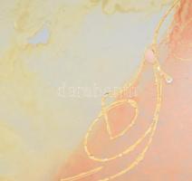 Antik hatású üveg kínáló, festett, hibátlan 25 cm