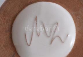 MZ jelzéssel: Váza. Mázas kerámia, jelzett, apró lepattanással 17 cm