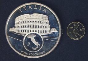 Olaszország 1993. "Európai valuták - Olasz Líra" ffm emlékérem, rajta kivehető 50L T:PP