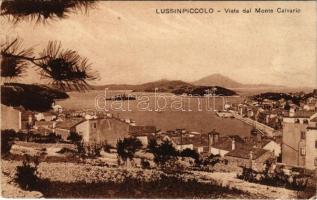 Mali Losinj, Lussinpiccolo; Vista del Monte Calvario / view of the Monte Calvario, ship, port. Graidi Emilio (EK)