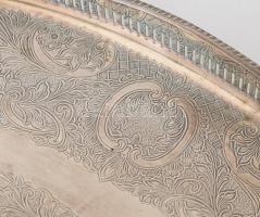 Antik alpakka kínáló tálca 47x32 cm Lábakon