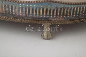 Antik alpakka kínáló tálca 47x32 cm Lábakon