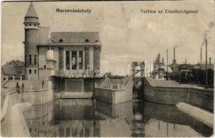 1915 Marosvásárhely, Targu Mures; Turbina az Erzsébet ligetnél. Porjes S. Sándor kiadása / hydroelectric turbine, water plant (szakadás / tear)