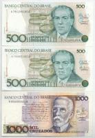 Brazília DN(1986) 50C + DN(1987) 50C + 100C (2xklf) + 500C + DN(1988) 500C + 1000C T:AU-F szép papír...