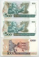 Brazília DN(1986) 50C + DN(1987) 50C + 100C (2xklf) + 500C + DN(1988) 500C + 1000C T:AU-F szép papír...