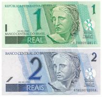 Brazília DN(2003) 1R + 2R T:UNC Brazil ND(2003) 1 Real + 2 Reais C:UNC Krause P#249, P#251