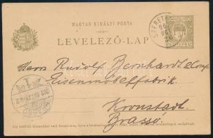 1902 5f díjjegyes levelezőlap "SZERETF(ALV)A" - Kronstadt (Gudlin 80 p)