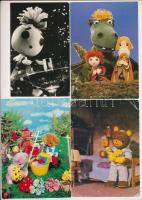 12 db MODERN motívum képeslap: mese, báb és rajzfilm, vegyes minőségben / 12 modern motive postcards, cartoons, puppet films, in mixed quality