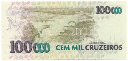 Brazília DN(1993) 100.000C fekete "100 Cruzeiros Reais" felülbélyegzéssel T:AU, enyhe saro...