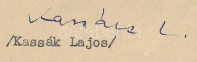 1958 Kassák Lajos (1887-1967) író, költő, műfordító, képzőművész levele Szenes Árpád (1897-1985) Pár...