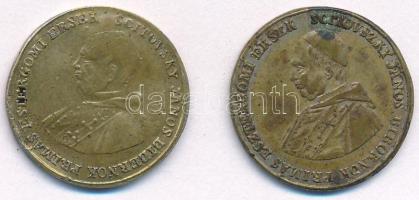 1859. "Scitovszky János Bíbornok Prímás Esztergomi Érsek / Félszázados pap 1859. november 6." ezüstözött bronz emlékérem (21mm) + "Scitovszky János Bíbornok Prímás Esztergomi Érsek / Jélszázados (sic!) pap 1859. november 6." öntött, bronzozott fém emlékérem (21mm) T:VF,F kopott ezüstözés, kopott bronzozás