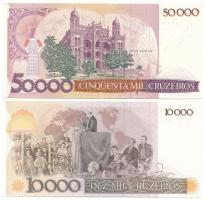 Brazília DN(1986) 10.000C fekete "10 Cruzados" felülbélyegzéssel + 50.000C fekete "50...