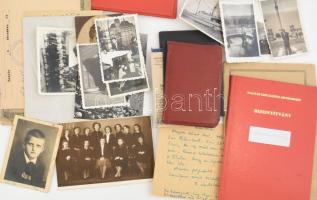 Közgazdász és feleségének igazolványai (MDP, MSZMP), bizonyítványok, fotók, stb