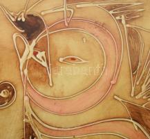 Kardos János (1946-2018): Ádám és Éva. Vegyes technika, papír. Jelzett. Üvegezett fakeretben. 100x70...