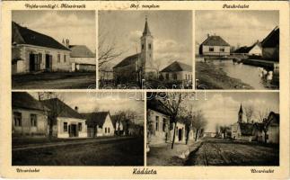 1942 Kádárta (Veszprém), utca, református templom, patak, Vajda vendéglő és mészárszék (Rb)