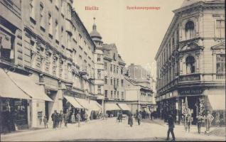 Bielsko Bank street with the carpet shop of Jonas Pilzer