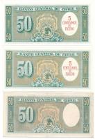 Chile DN(1958-1959) 50P + DN(1962) 50P piros "5 Centesimos de Escudo" felülbélyegzéssel + ...