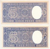 Chile DN(1953-1958) 5P + DN(1958-1959) 5P enyhén eltolódott nyomat T:eltolódott AU, a másik XF
Chil...