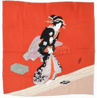 Japán selyem kép, Jelzett, 70x70 cm