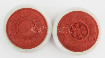 Kínai talizmán Jáde és cinóber, benne gyenge mágnessel a hosszú élet és szerelem és egészségért jin ...