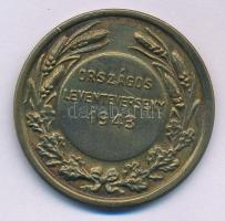 Berán Lajos (1882-1943) 1943. "Országos Leventeverseny 1943" kétoldalas bronz díjérem (33mm) T:AU