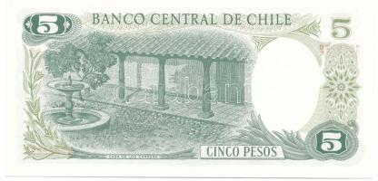 Chile 1975. 5P T:UNC, kis papírránc, a sorszám átüt a hátoldalra
Chile 1975. 5 Pesos C:UNC, tiny cr...