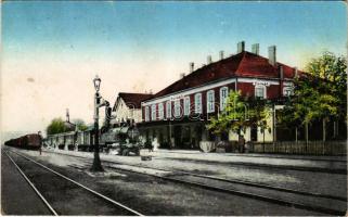 Párkánynána, Párkány-Nána, Parkan-Nána, Parkan, Stúrovo; vasútállomás, gőzmozdony, vonat / railway station, train, locomotive (Rb)