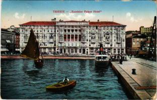 1915 Trieste, Trieszt; Excelsior Palace Hotel / hotel, port, steamship (EB)