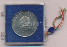 1980. 100Ft Ni "Szovjet-magyar közös űrrepülés" plombált, de sérült MNB tokban T:BU Adamo EM61