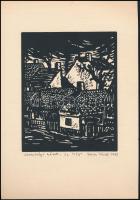 Vincze László (1934-2020): Vásárhelyi házak, 1993. Linómetszet, papír. Jelzett, számozott (15/25). 18x14 cm