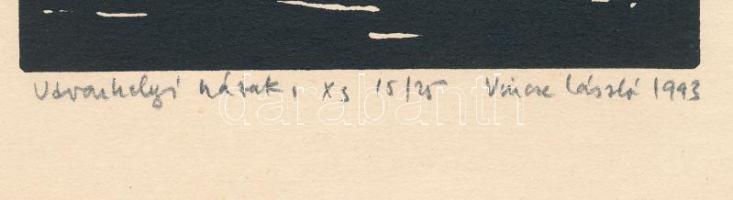 Vincze László (1934-2020): Vásárhelyi házak, 1993. Linómetszet, papír. Jelzett, számozott (15/25). 1...