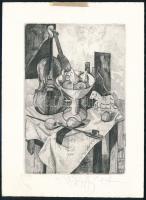 Vén Zoltán (1941-): Csendélet. Rézkarc, papír. Jelzett. Művészpéldány EA jelzéssel. 14x9 cm