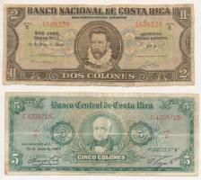 Costa Rica 1943. 2C + 1967. 5C T:VG-G Costa Rica 1943. 2 Colones + 1967. 5 Colones C:VG-G Krause P#201, P#228