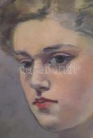 Jelzés nélkül, XX. sz. első fele: Lány portré. Olaj, vászon. 54x41 cm