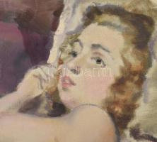 Jelzés nélkül, XX. sz. első fele: Fekvő női akt. Olaj, vászon. 50x70 cm